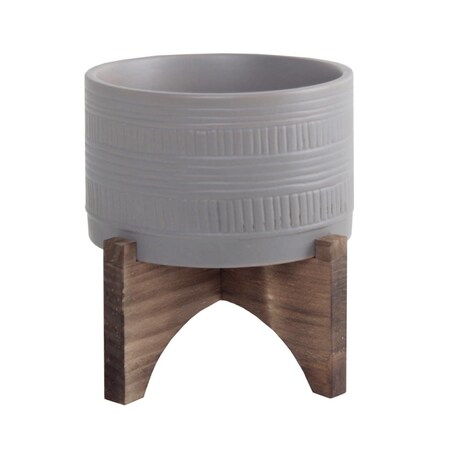 Conservatorio 5'  Pueblo POT W WOOD STAND, Matt Grey CO2970920